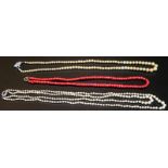 Mixed Lot Comprising A Double Strand Pearl Style Necklace With Silver Jewelled Clasp