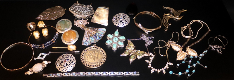 Mixed Lot Of Costume Jewellery To Include Bangles, Pendants, Brooches, Ring, Necklace