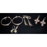 4 Pairs Of Silver Earrings, All Hallmarked/Stamped