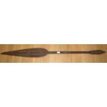 Large Zulu Ceremonial Spear With Geometric Carved Desig