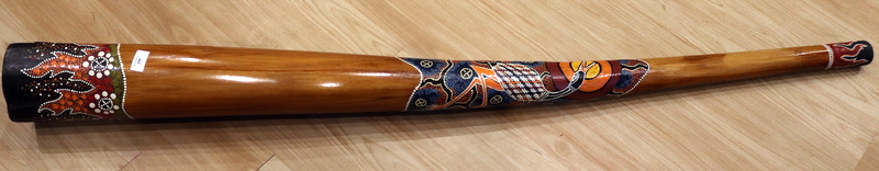 Large Aboriginal Didgeridoo, Decorated In Vibrant Colours