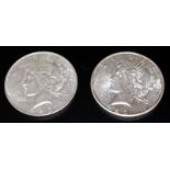 1923 & 1926 Silver Dollars, 2 American Silver Peace Dollars