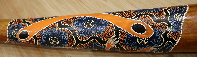 Large Aboriginal Didgeridoo, Decorated In Vibrant Colours - Image 5 of 6