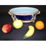 Majolica Minton Style Game Dish Together With Four Majolica Fruits