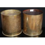 Pair Of Large Brass Shell Cases From WW1, Stamped To Base SP 255 AUG 1917