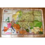 WWII Interest Rare Folding cloth Backed Russian Political Coloured Map. 1786-1861 Issued In The War