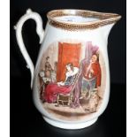 Unusual Staffordshire Transfer Printed Stage Decorated Jug