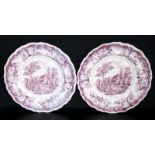 American Interest- Pair Of Staffordshire Pottery Transfer