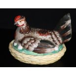 Antique Staffordshire Pottery Hen And Nest Lidded Dish