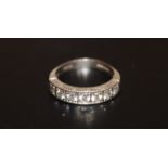 9ct White Gold CZ Half Eternity Ring, Fully Hallmarked, Ring Size P. 4 Grams