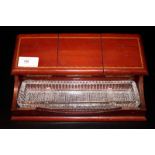 Early 20thC Mahogany Desk Tidy With Glass Pen Tray And Hinged
