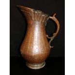 Large Antique Middle Eastern Copper Ewer, Finley Chased With