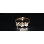 9ct Gold 3 Stone Diamond Ring, Hallmarked
