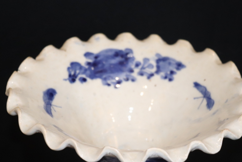 19thC Japanese Blue & White Vase, Of Shaped Moulded Form With - Image 3 of 4