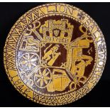 Slipware Sgraffito Charger, Lion Salt Works Dated 1842