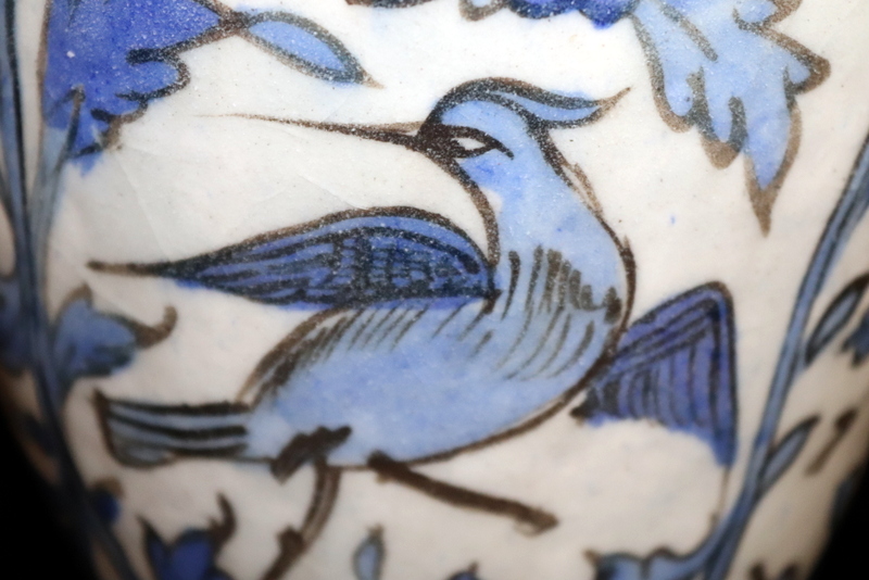 Antique Iznik Pottery Vase, Ovoid Shape Decorated With Bird And Flower - Image 3 of 4