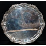 Silver Salver Of Circular Shaped Form With Acanthus Moulded Edge, Fully