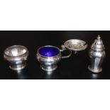 3 Piece Silver Cruet Set, Mappin & Webb, Fully Hallmarked For Birmingham