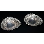 Pair Of Pierced Silver Bonbon Dishes, Bow And Swag Design