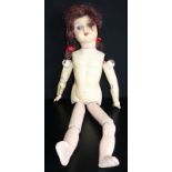 Belgian Bisque Headed Doll, Jointed Limbs A/F