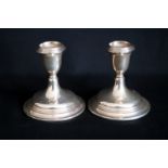 Two Silver Candle Holders, Height 3.5 Inches