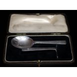 Boxed Silver Christening Set, Spoon & Pusher, Fully Hallmarked For London H