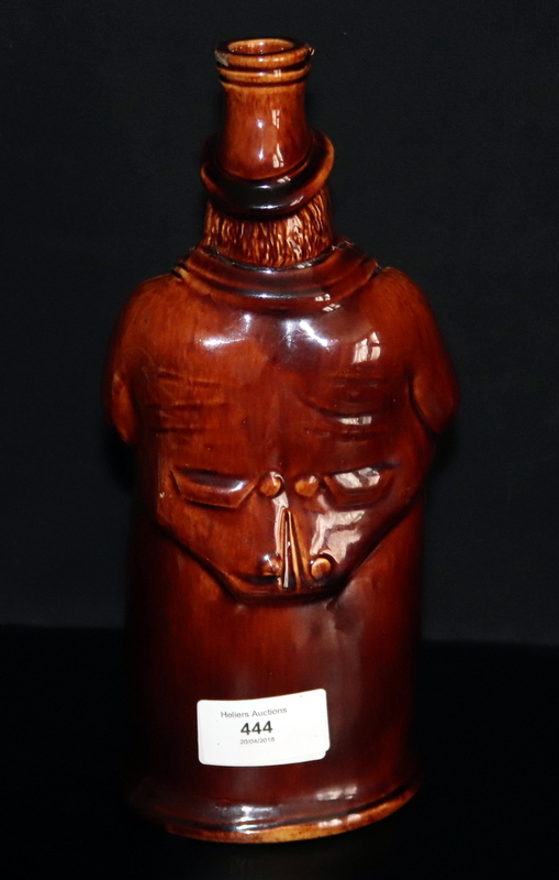 Rockingham Bramelled Ware Brown Glazed JEM Crow Reform Flask, Circa 1830's - Image 3 of 4
