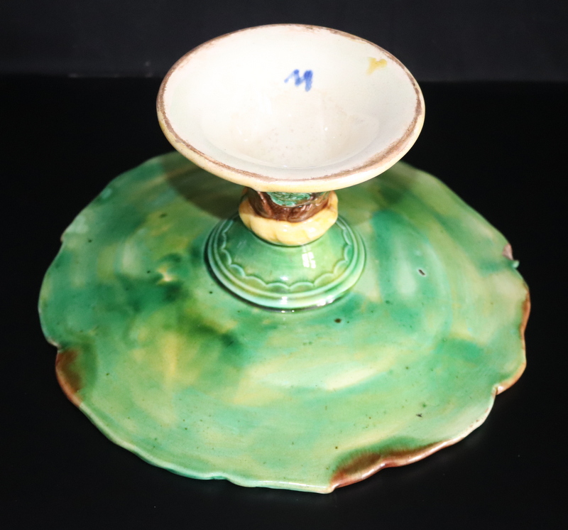 Victorian Majolica Comport With Moulded Leaf Design, Marked W To Base - Image 3 of 5