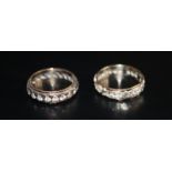 Two 9ct Gold Eternity Rings, Both Set With White Faceted Stones, Fully Hallmarked