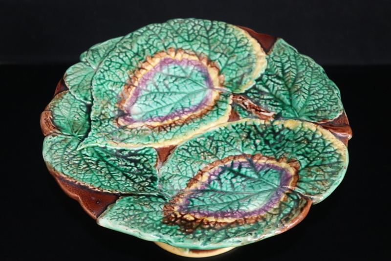 Victorian Majolica Comport With Moulded Leaf Design, Marked W To Base - Image 2 of 5