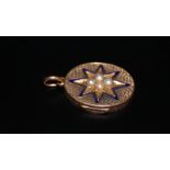 Victorian Gold Enamelled Locket, The Front With Applied Star Burst