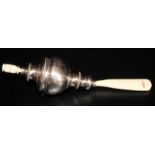 Silver Babies Teething Whistle Of Rattle Form With Bone Mounts