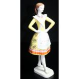 Hungarian Porcelain Figure Of A Young Dancing Girl In A Yellow Dress