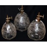 Set Of Three Victorian Graduating Cut Glass Optics With Brass Taps