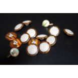 Collection Of 13 Tortoise Shell Buttons, Embossed Metal Mounts Marked "Great Seal Of The State Of Ok