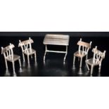 Novelty Silver Miniature Dining Table And Four Chairs