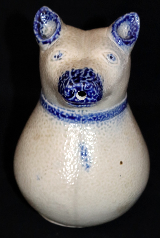 Antique Pottery Salt Glazed Jug In The Form Of A Pig, Blue - Image 2 of 3