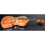 Decorative Violin With Diamond Decorated Body, Two Piece Back With Split To Edge, Overall Length 23.