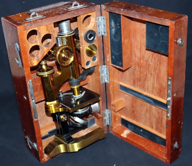 C. Reichert - Polished Brass VIII Bennogasse Monocular Microscope. c.1880