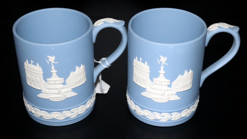 Pair Of Wedgewood Jasper Ware Christmas 1971 Cups