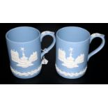 Pair Of Wedgewood Jasper Ware Christmas 1971 Cups