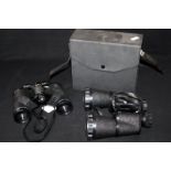 Two Pairs Of Binoculars; One Encased, Chinon And Mark Scheffel