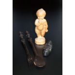 Collection Of Wooden Carvings, To Include Standing Baby,