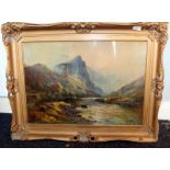 Gilt Framed And Glazed Print, Mountainous Landscape And