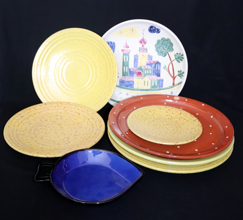 Nittsjo Swedish Collection of Various Art Studio Large Round Dishes