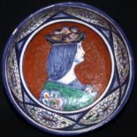Early 20thC Italian Faience Bowl With Central Painted Portrait