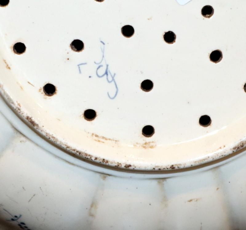 18thC French Pearlware Strainer, With Applied Blue Underglaze - Image 3 of 3