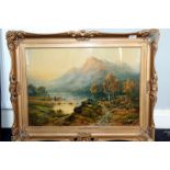 Gilt Framed And Glazed Print, Mountainous Landscape And