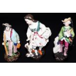 Set Of Three Porcelain Figures; One Depicting A Woman With Oar