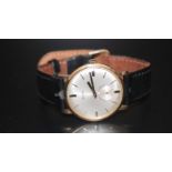 Gents 9ct Gold Hefik Wristwatch, Manual Wind, Silvered Dial, Baton Numerals With Subsidiary Seconds,